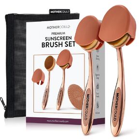 Mothercould Premium Sunscreen Brush Set Kids & Baby Sunblock Applicator with Metal Handles, Travel Bag, 2 Brushes, 2 Caps, & Cleaning Mat Mess-Free Sun Care (2 Pack) (Rose Gold) in Kuwait