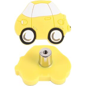 SHOWERORO 2pcs Yellow Cartoon Car Shaped Cabinet Knobs for Wardrobe and Bathroom, PVC Material with Comfortable Grip and Easy Installation, Decorative Pull Handles for Nursery and ’s in Kuwait