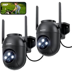 3MP Security Camera Outdoor Wired: Camera for Home Security Outdoor 2.4G/5G WiFi Homekit Dome Surveillance Video Cam Outside 360° PTZ Auto Tracking Color Night Vision 24/7 Recording Motion Detection in Kuwait