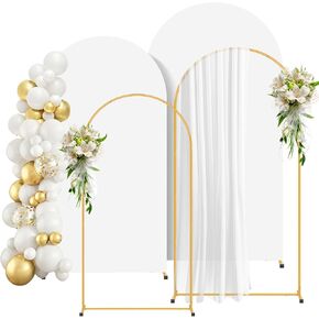 2 Pack Arch Backdrop Stand and Cover Set (7.2FT/6FT), Balloon Arch Stand | Metal Background Arch Stand, Backdrop Arch Frame, Wedding Arch for Backdrop (White Cover) in Kuwait