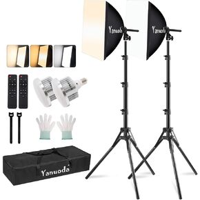 16" Softbox Lighting Kit, 2-Pack with Remote | 95W LED Bulbs, Remote Control, CRI97 Color Accuracy, Soft Diffused Lighting in Kuwait