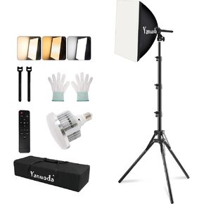 Softbox Lighting Kit 20"x20" with Remote Control, 2 Pack Photography Lighting Kit with Adjustable LED Light, 3000K-7500K Studio Lights for Product Photography, Live Streaming, Video Recording in Kuwait