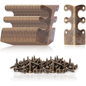 24 Pieces Iron Vintage Metal Skirting Board Corner Protectors with Screws, Baseboard Corner Protectors, Decorative Table Edge Cover Security Bracket for Furniture & Wall (Bronze) in Kuwait
