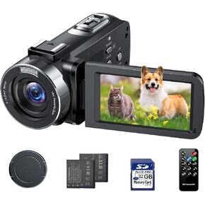 Camcorder Video Camera 4K, 42MP Digital Camera for Vlogging, 3" 270° Rotating Screen 18X Digital Zoom Video Recorder for YouTube Beginners with Remote Control, 2 Batteries, 32GB SD Card in Saudi Arabia