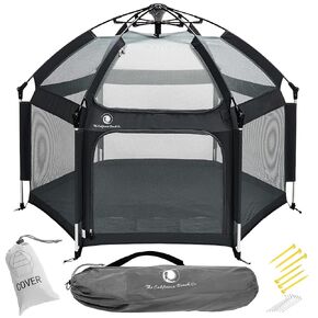 Pop 'N Go Baby Playpen, Pack N Play with Canopy, Beach Tent, Sweet Mint | Patented “pop-up and release" technology with secure safety lock, bug proof mesh, aluminum frame carry bag 12 stakes included in Saudi Arabia