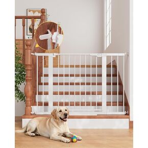 InnoTruth 27-36.6 in Wide Baby Gate for Stairs and Doorways, Indoor Metal Dog Gate for Pets, Auto Close 2 Way Swing Walk Through Door, Double Lock & Y-Bolts, Pressure or Hardware Mount, Black in Saudi Arabia