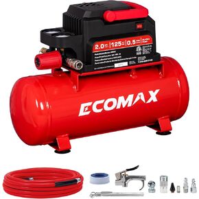ECOMAX Air Compressor, 2 Gallon Portable Air Compressor 125 PSI Oil-Free Light Weight with 10 PCS Accessory Kit in Kuwait