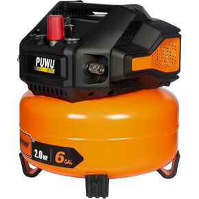 6-Gallon 2HP Oil-Free Air Compressor, 150 PSI, Portable Quiet Pancake Style with Dual Pressure Gauges, Safety Valve & Maintenance-Free Pump for Home, Garage & Workshop in Kuwait