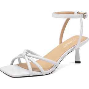 KUOARN Kitten Heels for Women Square Toe Open Toe Strappy Sandals with Adjustable Ankle Strap, Low Heel Dressy Casual Shoes for Wedding，Party in Kuwait