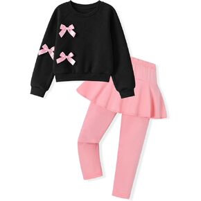Girls Clothes 2 Piece Outfit Long Sleeve Top + Cute Pants Girls Spring and Fall Outfits, Sizes 4-8 Years in Kuwait