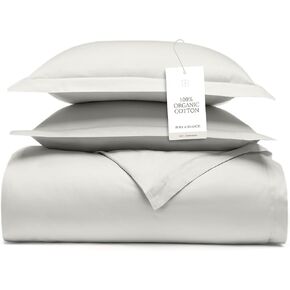 BOLL & BRANCH Signature Hemmed Duvet Set, King/Cal King, Shore | 1 Duvet Cover, 2 Shams - Luxury 100% Organic Cotton - Buttery Soft, Hidden Closures in Kuwait