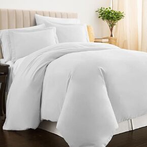 Pizuna 100% Cotton King Duvet Cover Set 400 Thread Count White | Long Staple Combed Cotton Sateen Weave 3 Piece Luxurious Cool King Comforter Cover with Hidden Button Closure in Saudi Arabia