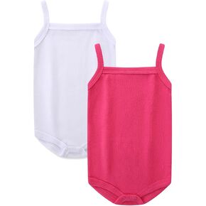 Baby Girl Tank Top Onesie 2 Pack 100% Cotton White Undershirts Sleeveless Bodysuit for 0-24 Months Summer Outfits in Kuwait
