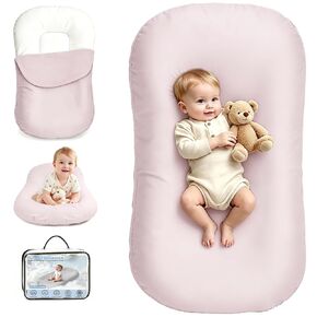 Baby Lounger for Newborn - Infant Support Cushion 0-24 Months, Organic Cotton Breathable XL Portable Floor Lounger for Tummy Time, Machine Washable Cover, Supervised Use, Essential Baby Gift (Gray) in Kuwait