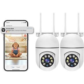 Hawkray 2 Pack Indoor Home Security Camera, Plug-in WiFi, 2.4&5GHz Dual Band, 360° Pan Tilt, Color Night Vision, Two-Way Audio in Kuwait
