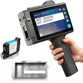 WILLITA 0.5 Inch Portable Handheld Inkjet Printer Gun Newly Upgraded with 5 Inch Capacitive Touchscreen Mini Hand Held Printer for Text Date GS1 Barcode QR Code Batch Number Logo Image On Any Surface in Kuwait