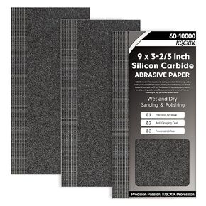 Premium 30-Sheet 220 Grit Wet Dry Sandpaper, 9 x 3-2/3 Inch | Waterproof Silicon Carbide Abrasive, Tear-Resistant, Coarse Sand Paper for Wood Metal Auto Paint Plastic in Kuwait