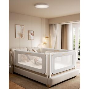 Bed Rails for Toddlers 3 Pack, Thickened & Reinforced Baby Rail Guard with No-Nail Design, Height Adjustable Toddler Rails for King Size, Kids Safety Bed Side Rails,Grey (74.8x78.7x78.7in) in Kuwait