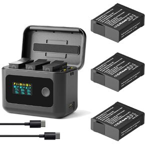 3-Pack Battery and Charger for GoPro Hero 13, 2100mAh Enduro Heo 13 Battery & 24W Triple Slot Smart PD Fast Charger Case Hub for Go Pro Hero 13 Accessories in Kuwait