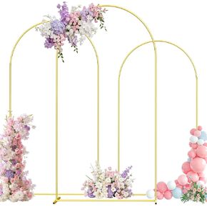 Metal Arch Backdrop Stand, 6FT+5FT+4FT Wedding Arch Frame, Gold Wedding Arch Backdrop Stand Set of 3, Balloon Arch Backdrop for Wedding Birthday Party Baby Shower Graduation Ceremony Decor in Saudi Arabia
