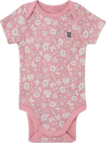 Modern Moments by Gerber Baby Unisex Short Sleeve Bodysuit and Shorts Set, Pink Flowers, 6-9 Months in Kuwait