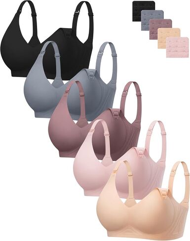 Angelhood Nursing Bras for Breastfeeding Seamless Jelly Maternity Bra | V Neck Wireless Maternity Bras for Pregnancy Sleep Bralette with Extra Bra Extenders in Kuwait