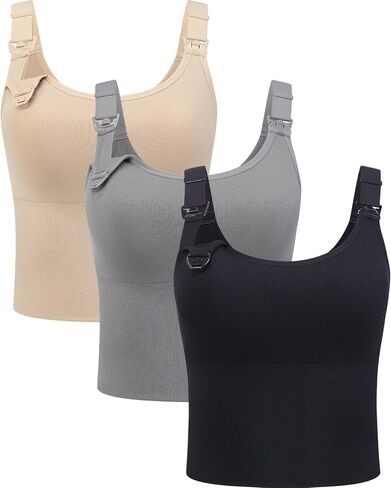 Suekaphin Nursing Longline Bra Tank Top Crop,Maternity Support Workout Sport Bra,Pullover Wide Straps Sewn Cups for Breastfeeding,Sort A,XLarge in Kuwait