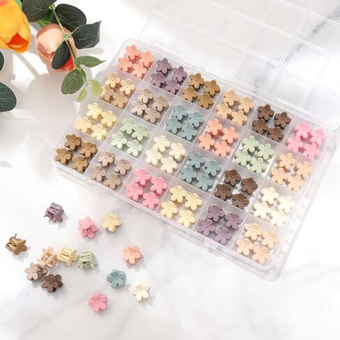 96pcs Mini Flower Hair Clips for Kids Cute Mini Claw Clips Hair Pins Colorful Small Hair Accessories for Girls Women Teens Kids Toddlers Children in Organizer Box in Kuwait