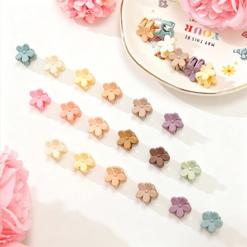 96pcs Mini Flower Hair Clips for Kids Cute Mini Claw Clips Hair Pins Colorful Small Hair Accessories for Girls Women Teens Kids Toddlers Children in Organizer Box in Kuwait