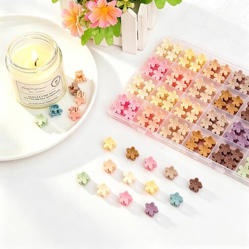 96pcs Mini Flower Hair Clips for Kids Cute Mini Claw Clips Hair Pins Colorful Small Hair Accessories for Girls Women Teens Kids Toddlers Children in Organizer Box in Kuwait