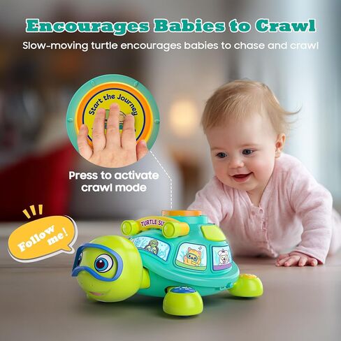 Crawling Turtle Baby Toys 6-12 Months,Interactive Infant Gift for 6-9-12 Month Old Boys Girls,Musical Tummy Time Toy with Lights,Sounds,ABC & Bilingual Learning,5 6 7 8 9 10 12 Months Baby Gifts in Kuwait