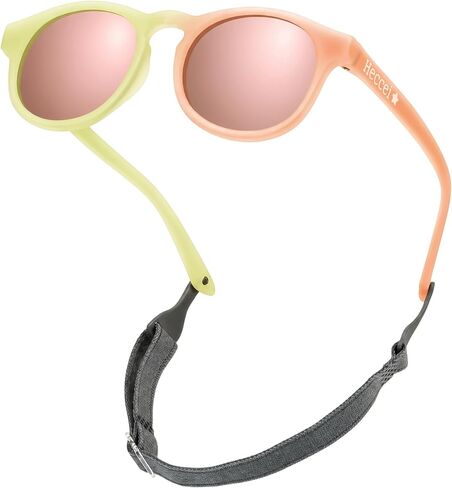 Baby Sunglasses With Strap, Polarized Infant Toddler Sunglasses 0-24 Months | Flexible UV-400 Protection, Bendable Color Changing Frame, Pebble Sunglasses For Newborn Girls Boys in Kuwait