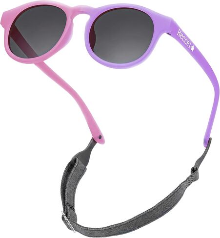 Baby Sunglasses With Strap, Polarized Infant Toddler Sunglasses 0-24 Months | Flexible UV-400 Protection, Bendable Color Changing Frame, Pebble Sunglasses For Newborn Girls Boys in Kuwait