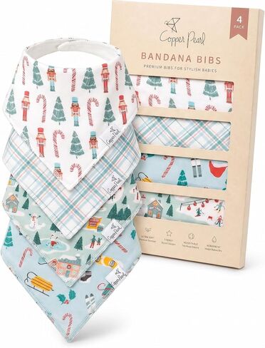 Copper Pearl Baby Bibs 4 Pack, Printed Bandana Drool Bibs for Baby Girl & Boy, Soft Cotton Drooling Teething Bibs in Kuwait