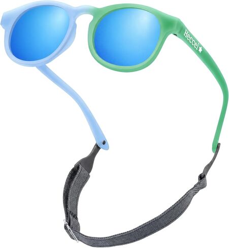 Baby Sunglasses With Strap, Polarized Infant Toddler Sunglasses 0-24 Months | Flexible UV-400 Protection, Bendable Color Changing Frame, Pebble Sunglasses For Newborn Girls Boys in Kuwait