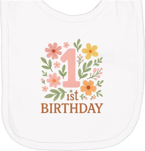 inktastic 1st Birthday Flowers Newborn Bib in Kuwait