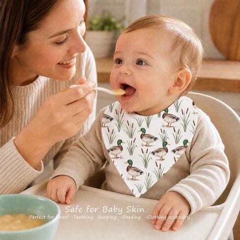 6-Pack Baby Drool Bibs for Baby Boys Girls, Mallard Duck Cotton Baby Bibs for Drooling Teething Feeding, Soft Absorbent Bandana Bibs with Adjustable Snaps for Newborn Infants in Kuwait