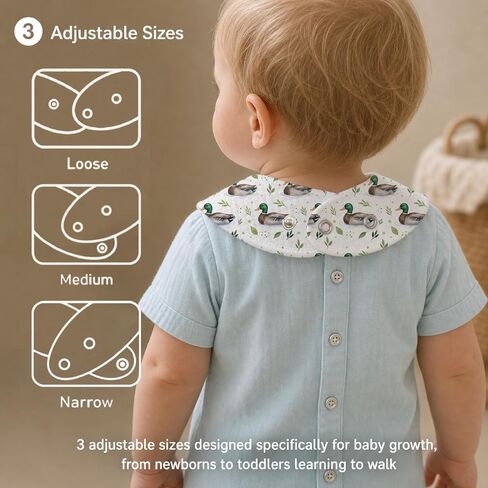 6-Pack Baby Drool Bibs for Baby Boys Girls, Mallard Duck Cotton Baby Bibs for Drooling Teething Feeding, Soft Absorbent Bandana Bibs with Adjustable Snaps for Newborn Infants in Kuwait