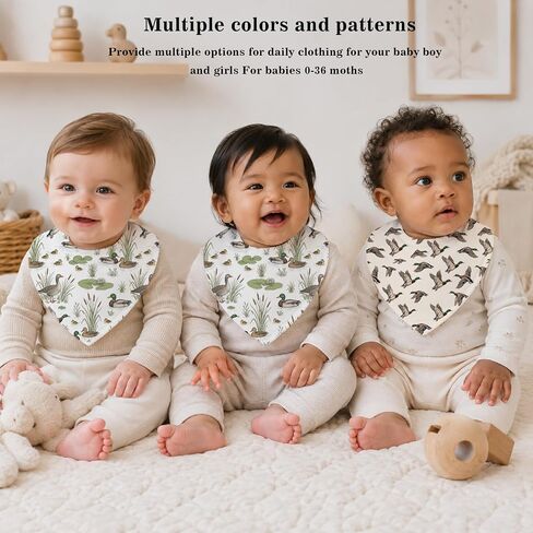 6-Pack Baby Drool Bibs for Baby Boys Girls, Mallard Duck Cotton Baby Bibs for Drooling Teething Feeding, Soft Absorbent Bandana Bibs with Adjustable Snaps for Newborn Infants in Kuwait