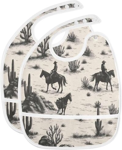 Baby Bibs for Boy and Girls 5 Pack Cotton Adjustable Newborn Bibs for Drooling & Teething, Wild West Cowboys in Kuwait