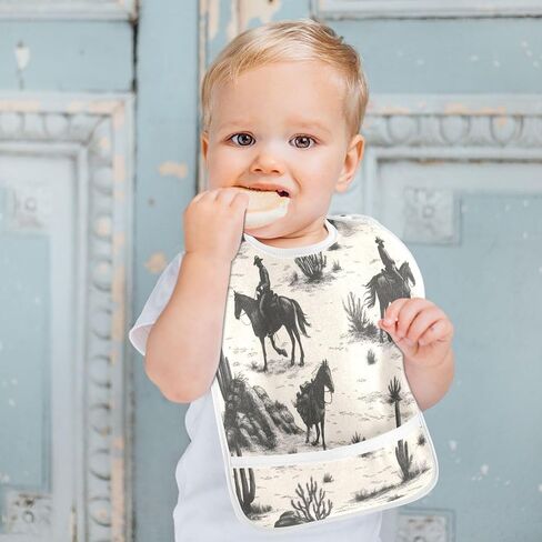 Baby Bibs for Boy and Girls 5 Pack Cotton Adjustable Newborn Bibs for Drooling & Teething, Wild West Cowboys in Kuwait