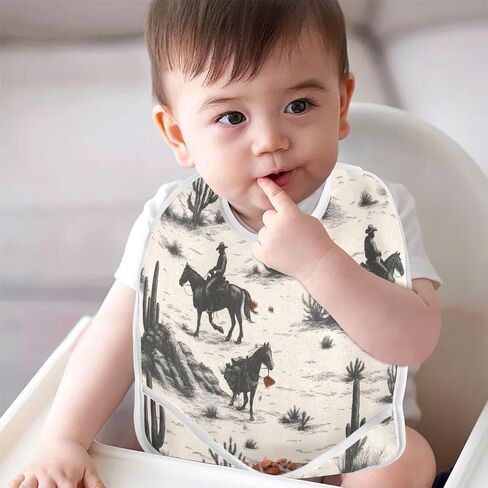 Baby Bibs for Boy and Girls 5 Pack Cotton Adjustable Newborn Bibs for Drooling & Teething, Wild West Cowboys in Kuwait