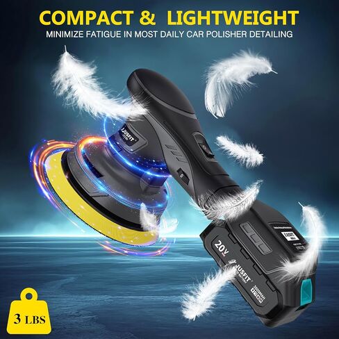 Cordless Car Buffer Polisher Kit, 20V, w/ 2X 2.0Ah & Charger | Brushless motor, dual-action random orbital, 6" backing pad, 6-speed, for car waxing scratch removal polishing in Kuwait