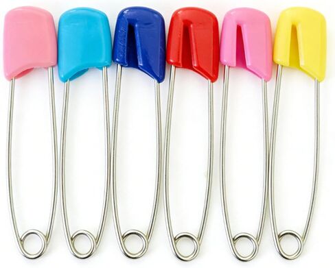 Hilitand 50 Pcs Diaper Pins, Stainless Steel Plastic Head Baby Safety Pins for Cloth Diapers, with Secure Lock for Crafts Laundry Jewelry Making (Large Size 2.05 Inch) in Kuwait