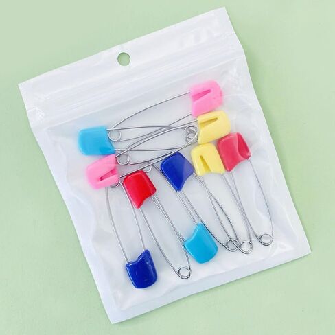 Hilitand 50 Pcs Diaper Pins, Stainless Steel Plastic Head Baby Safety Pins for Cloth Diapers, with Secure Lock for Crafts Laundry Jewelry Making (Large Size 2.05 Inch) in Kuwait
