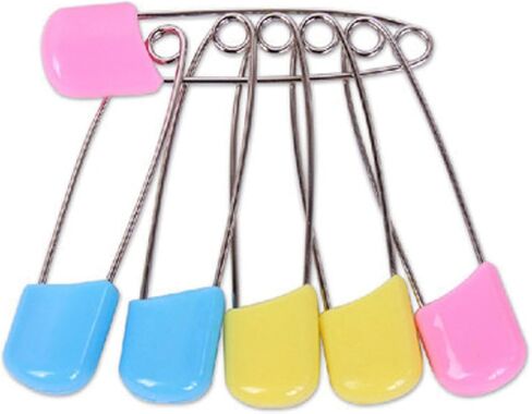 Hilitand 50 Pcs Diaper Pins, Stainless Steel Plastic Head Baby Safety Pins for Cloth Diapers, with Secure Lock for Crafts Laundry Jewelry Making (Large Size 2.05 Inch) in Kuwait