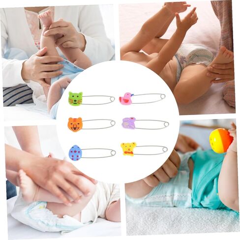 Totority 30pcs Stainless Steel Animal Head Safety Pins Newborn Diaper Fasteners Cloth Diaper Pins for Clothes Securing in Kuwait