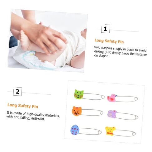 Totority 30pcs Stainless Steel Animal Head Safety Pins Newborn Diaper Fasteners Cloth Diaper Pins for Clothes Securing in Kuwait