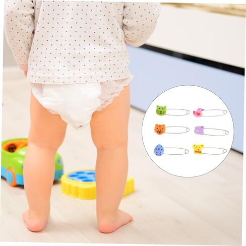 Totority 30pcs Stainless Steel Animal Head Safety Pins Newborn Diaper Fasteners Cloth Diaper Pins for Clothes Securing in Kuwait