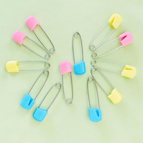 Garosa Diaper Safety Pins Large Secure Locking Closure for Cloth Diapers Crafts Stainless Steel Plastic Head 2.05 Inch 50 Count in Kuwait